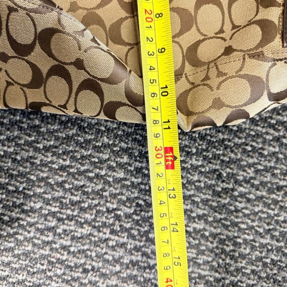 Coach Hampton Turnlock Shoulder Handbag w/Signature Brown Leather Canvas 15”x11” - Picture 14 of 16